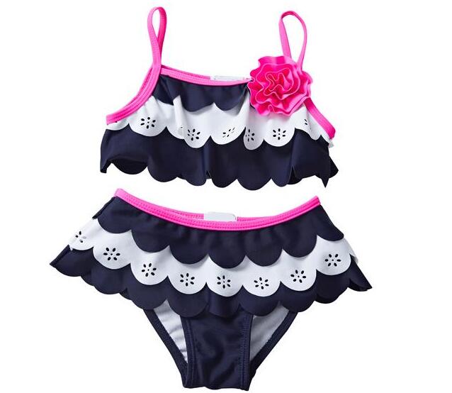 UPF 50+ Baby Girls Bathing Suits Lacer Flower Holes Flora Lace 3D Rose Three-layers Cake Swimwear Costumi da bagno Swim Pool Beach 2T-8T